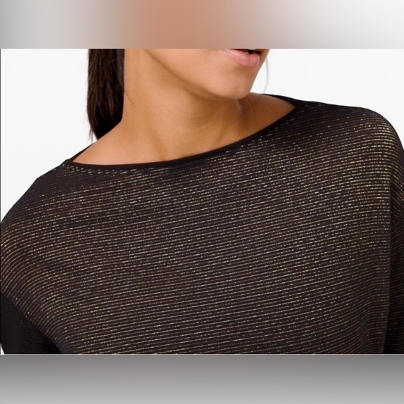 Lululemon Back In Action Long Sleeve Striped Gold Shine Size XS/S - Picture 4 of 8